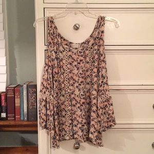 Floral cold shoulder top